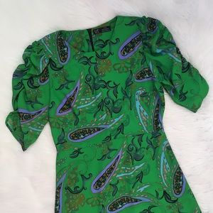Zara Green Paisley Print Casual Mini Dress
